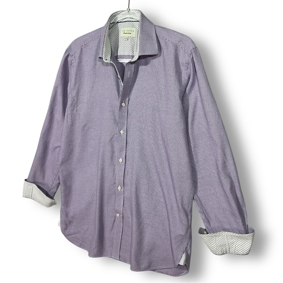 Ted Baker Endurance Mens Shirt Sz L Button Down Purple Contrast Work Casual - Picture 6 of 11